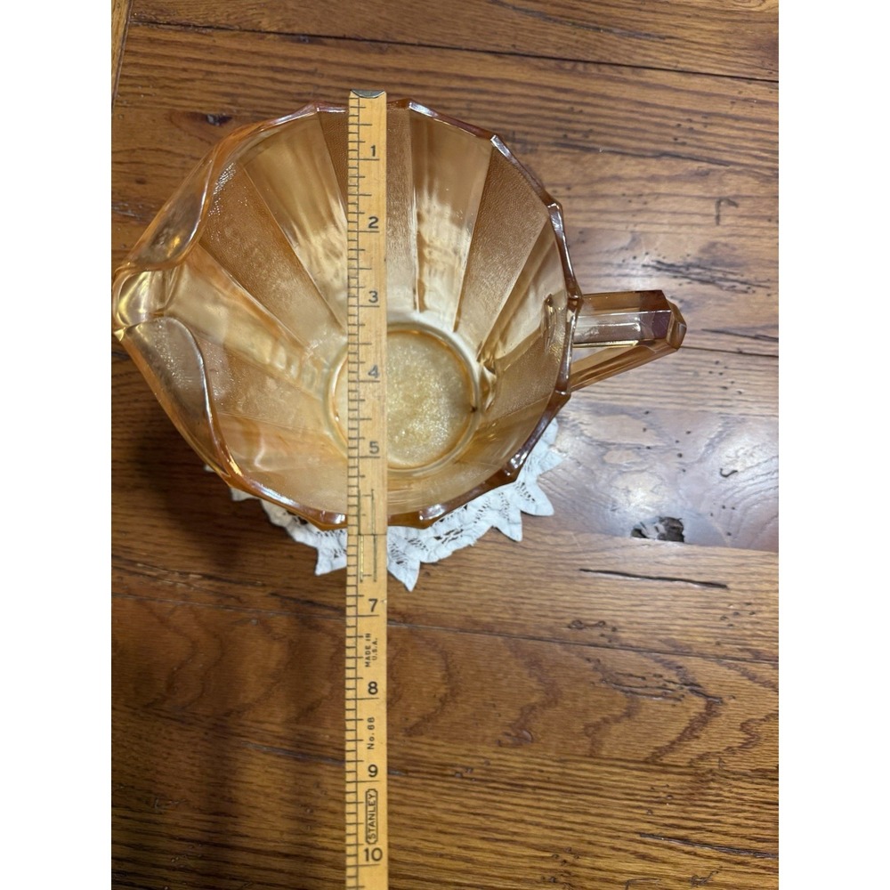 Vintage Iridescent Carnival Glass Pitcher In Marigold Color - Picture 6 of 6